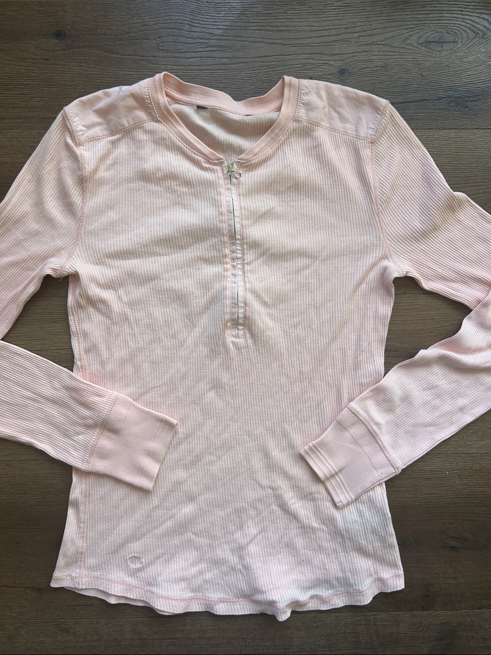 Lauren Ralph Lauren Long Sleeve Ribbed Henley - Pale Pink !! Large